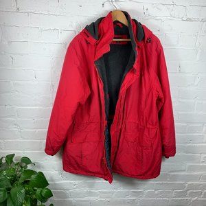 Lands' End Long Sleeve Hooded Jacket Red Size XL